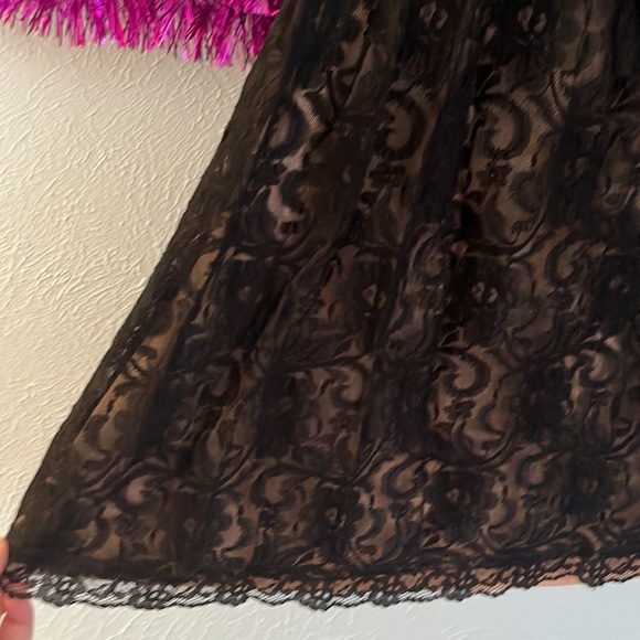 Gorgeous black lace dress with tan layer - Picture 3 of 5